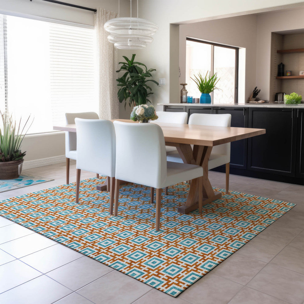 Indoor/Outdoor Marlo MO1 Orange Machine Washable 9' x 12' Rug