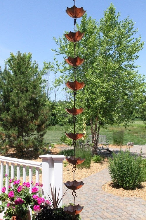Umbrella Copper Rain Chain Wtih Installation Kit, 13''