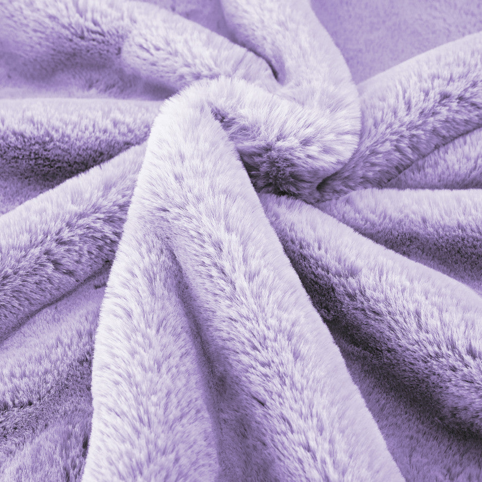 Heavy Faux Fur Throw, Lavender Fog, 50"x60"