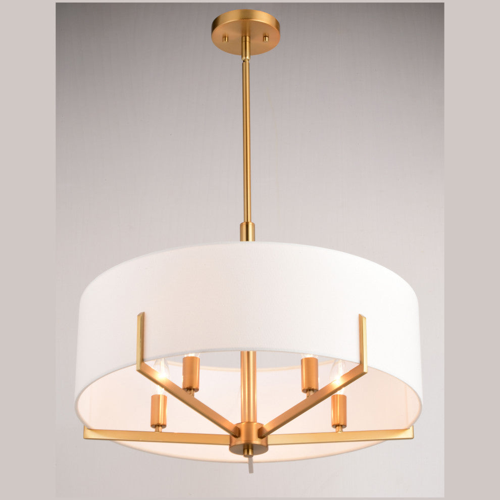 Surrey 22" 5 Light Chandelier Natural Brass