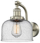 Large Bell 1-Light Sconce, Seedy Glass, Satin Brush Nickel, Incandescent