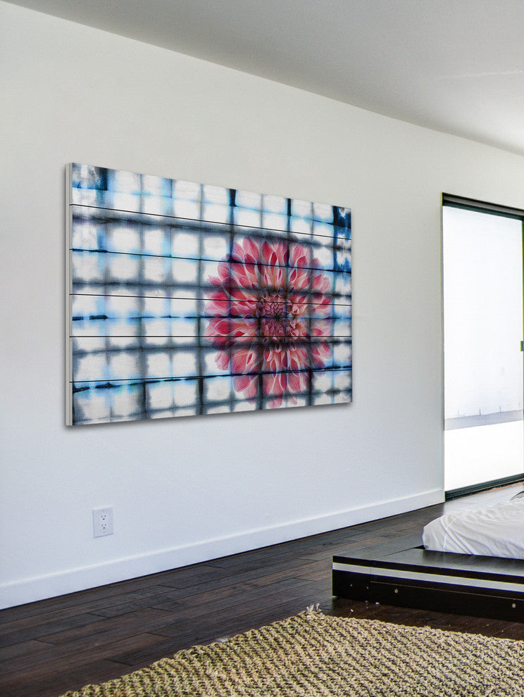 "Caged Peony" Print on White Wood, 45"x30"