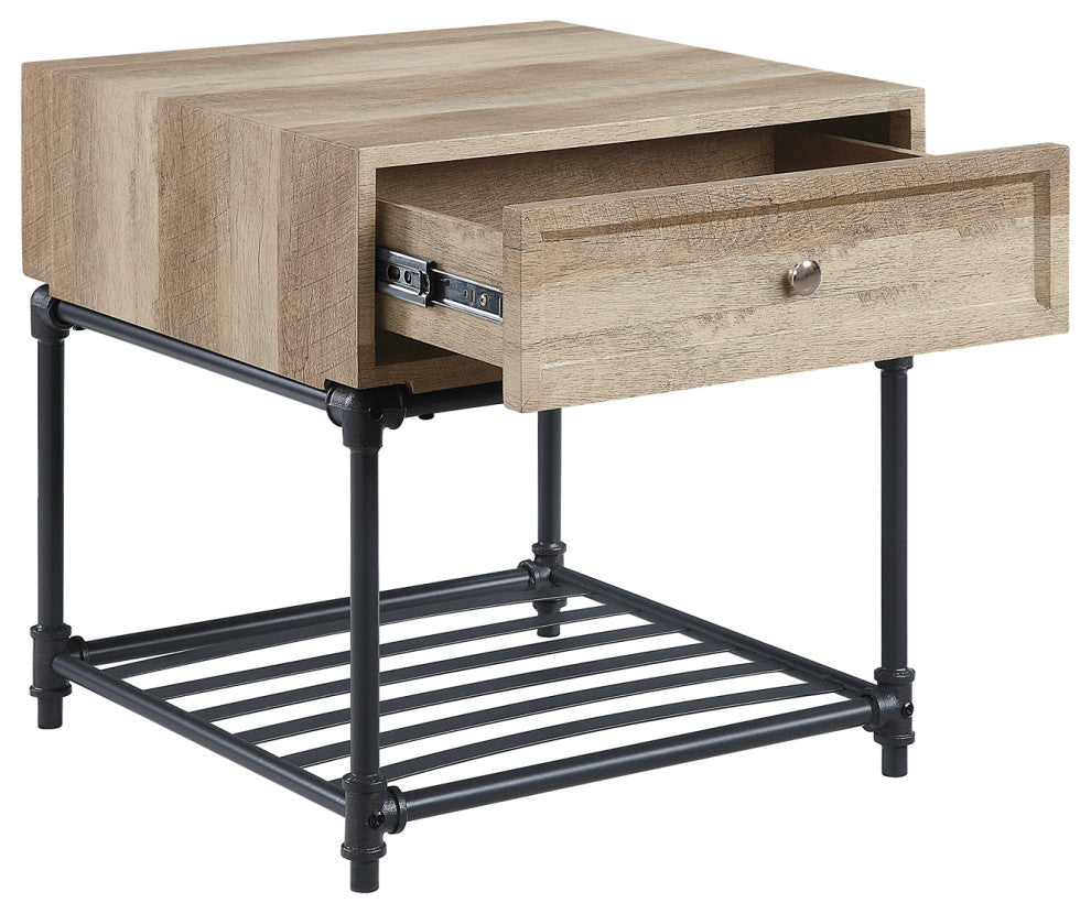 Lv00749 End Table, Oak and Sandy Black Finish Brantley