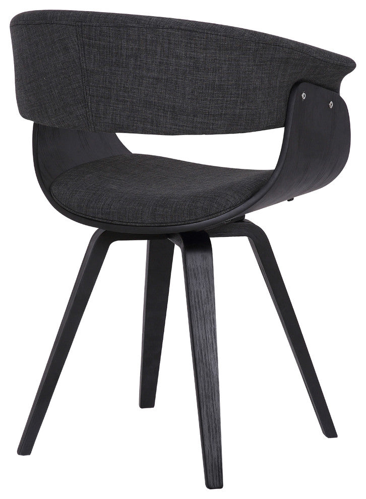 Lundgren Dining Chair, Black Brush Wood Finish and Charcoal Fabric