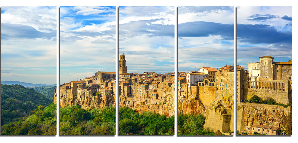 "Tuscany Pitigliano Medieval Village" Canvas Photo Print, 5 Panels, 60"x28"