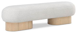 Robertson Boucle Fabric Upholstered Bench, Cream, Natural Oak Finish