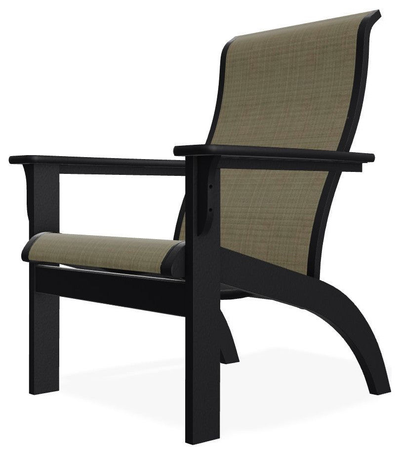 Adirondack Sling Outdoor Adirondack Armchair, Elevation Stone/Black