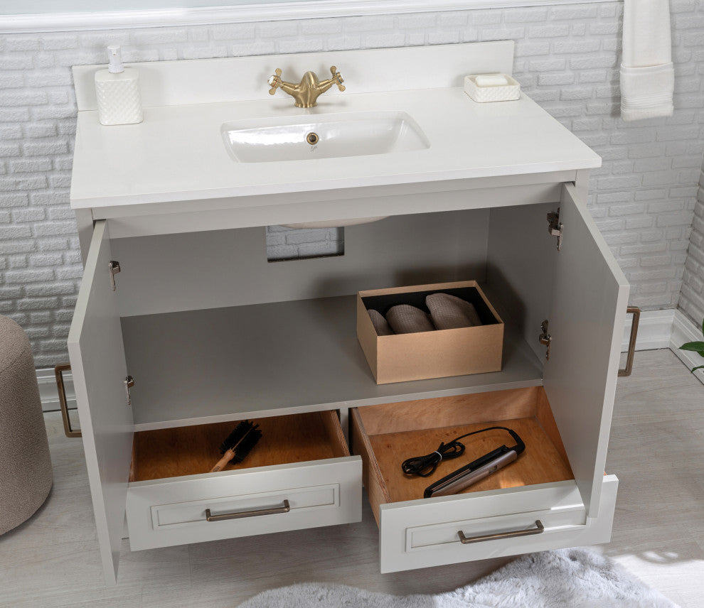 Albia Collection 42" Bathroom Vanity With Sink, Mirror, Countertop, Gray