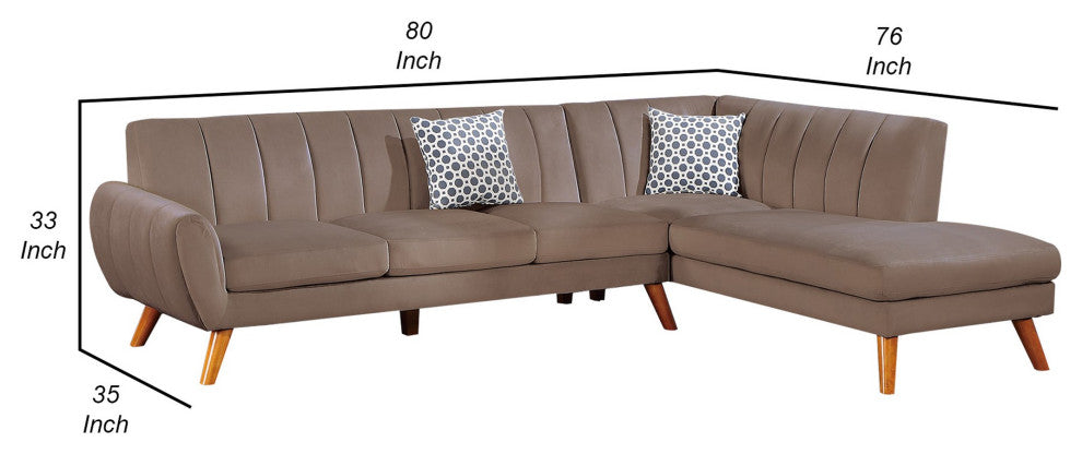 Benzara BM286295 Sectional Sofa Set, Chaise Lounger, Tufted Velvet, Brown