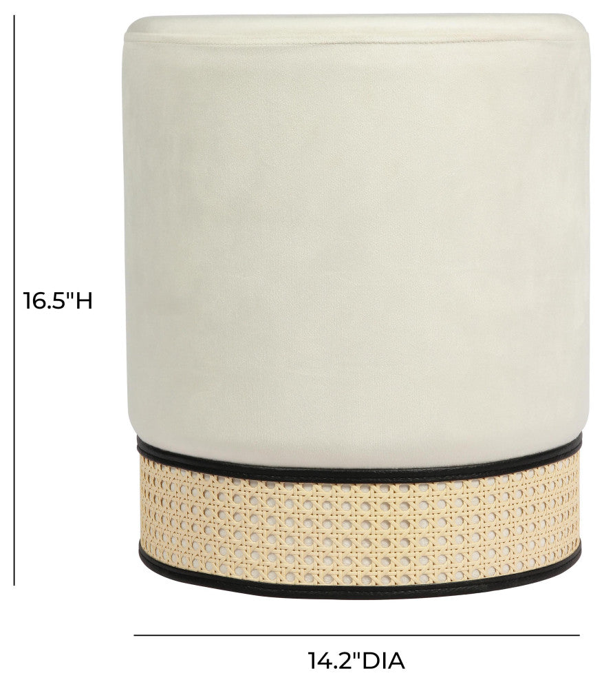 TOV Furniture Ivy Cream Velvet Ottoman