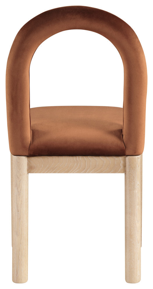 Conrad Upholstered Dining Chair, Cognac, Velvet, Natural Finish