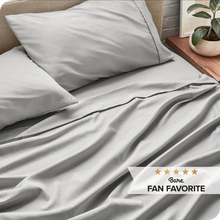 Bare Home Full XL 1800 Microfiber Sheet Set, Light Gray