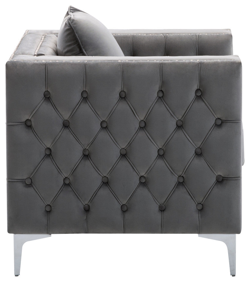 Lorreto Velvet Chair, Gray