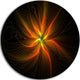 Shiny Golden Yellow Fractal Flower On Black, Floral Disc Artwork, 23"