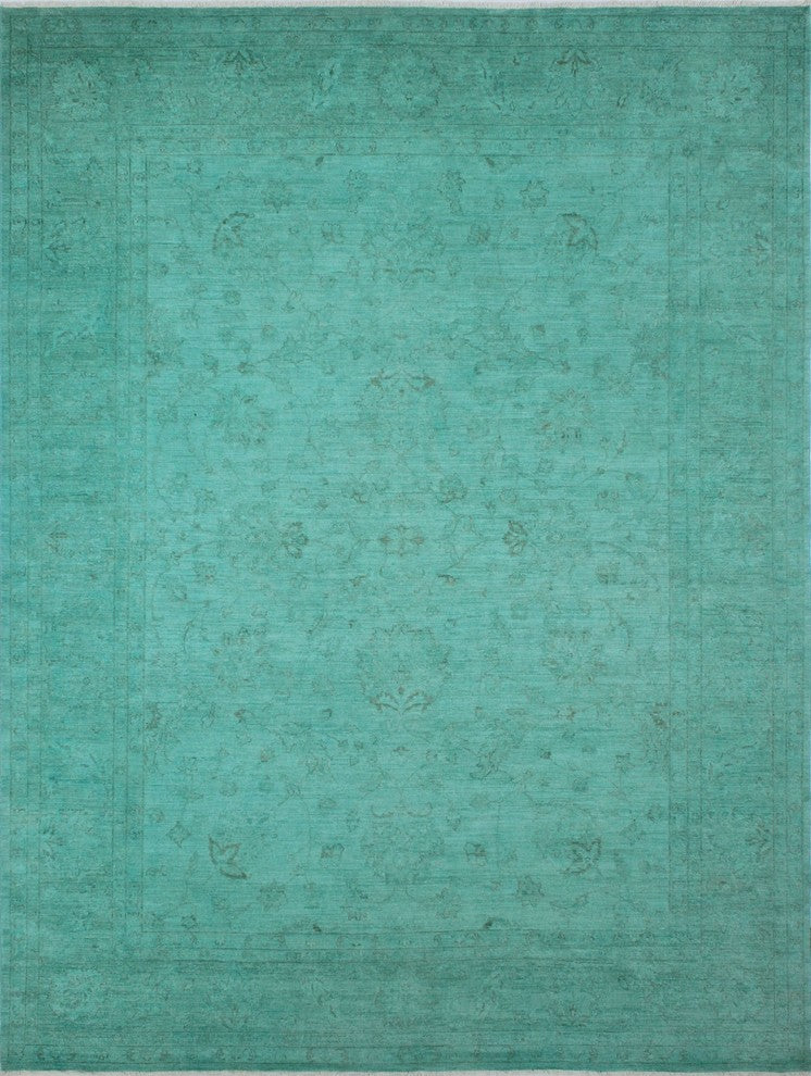 Overdyed Aida Teal Green Rug, 8''8x11''7