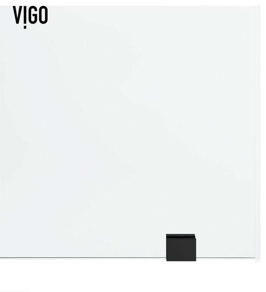 VIGO Elan Hart 56" to 60" W x 76" H Frameless Sliding Shower Door, Matte Black, Clear Glass