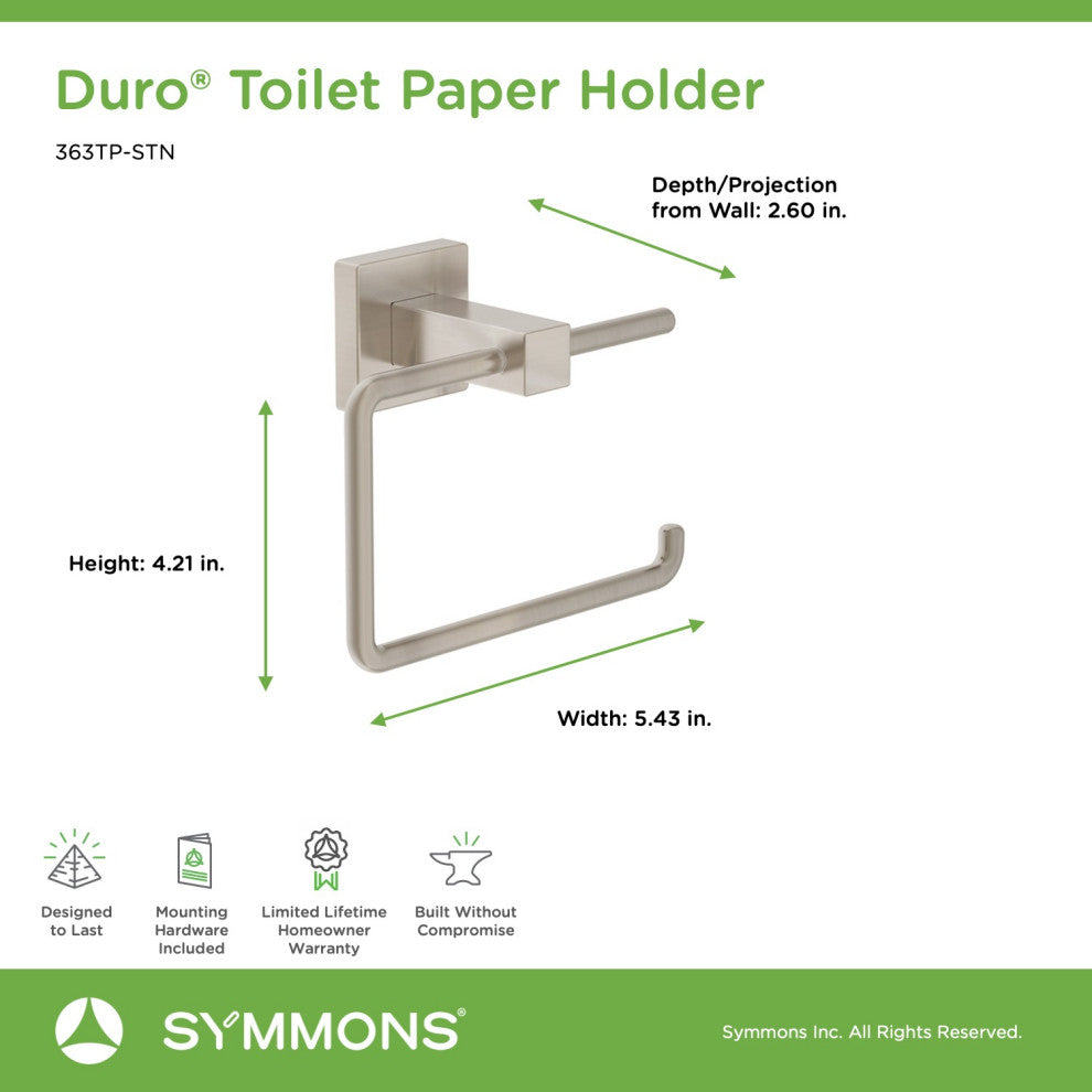 Duro Wall Mounted Toilet Paper Holder, Satin Nickel