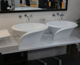 ADM Circular Countertop Vessel Sink, White, 26", Glossy White