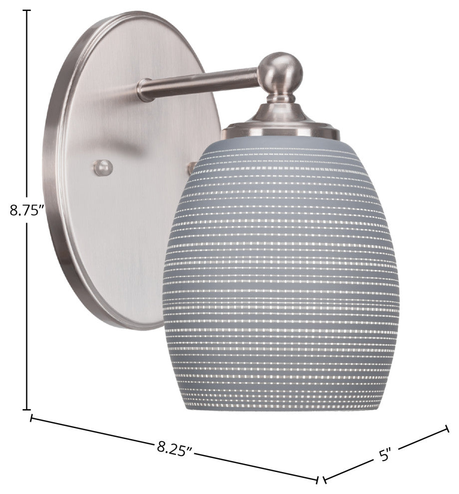 Capri 1-Light Wall Sconce, Brushed Nickel/Gray Matrix