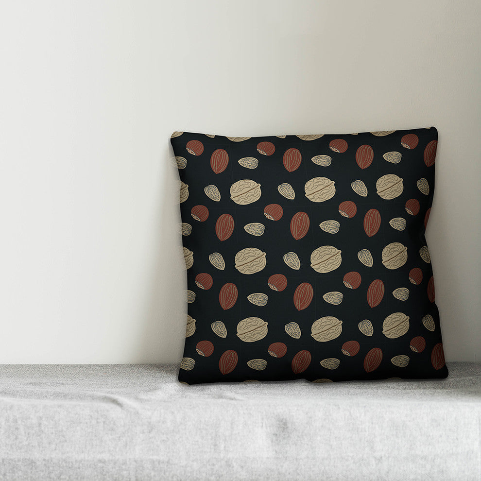 Brown Nut Assortment Throw Pillow, 16"x16"