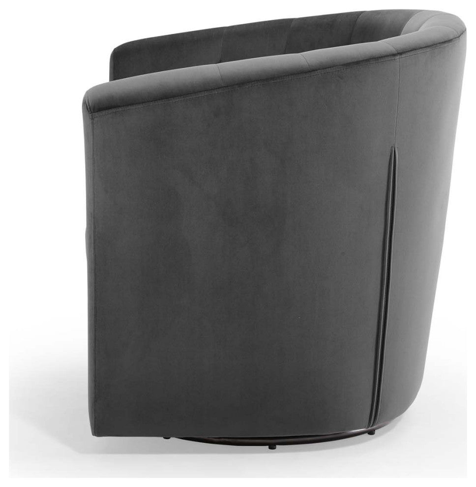 Tufted Armchair Accent Chair, Velvet, Dark Gray, Modern, Lounge Hospitality