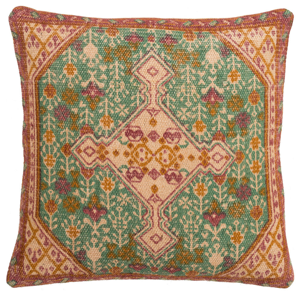 Surya Shadi SD-009 18"x18" Pillow Kit, Khaki/Rose/Teal/Charcoal/Yellow