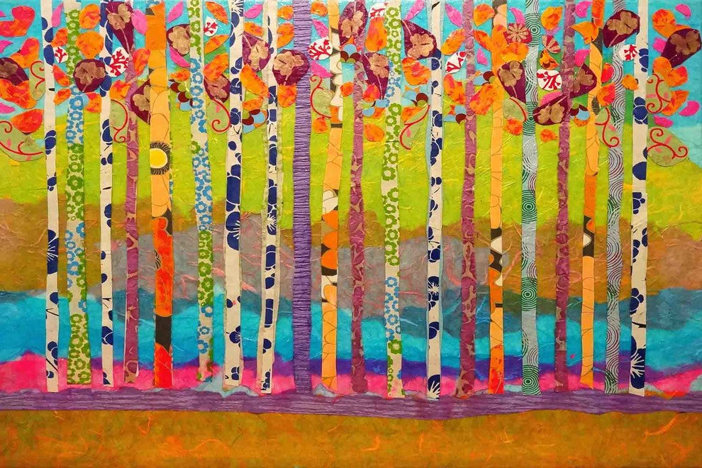 "Blooming Birch Trees" Painting Print on Canvas by Lisa Mee