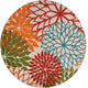 8 Round Green Floral Indoor Outdoor Area Rug
