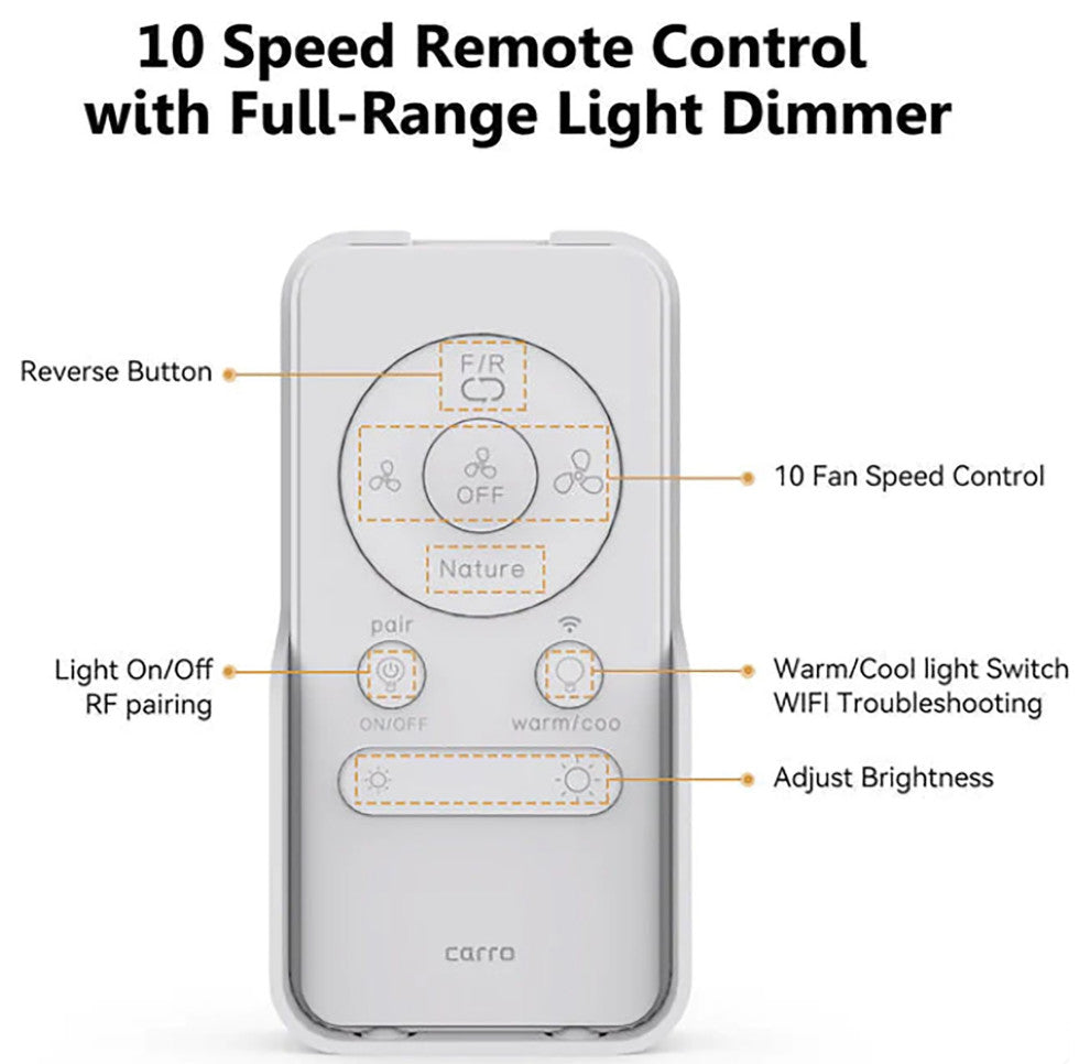 CARRO 52'' Smart DC Ceiling Fan with Remote Dimmable LED Light, Black/Gold