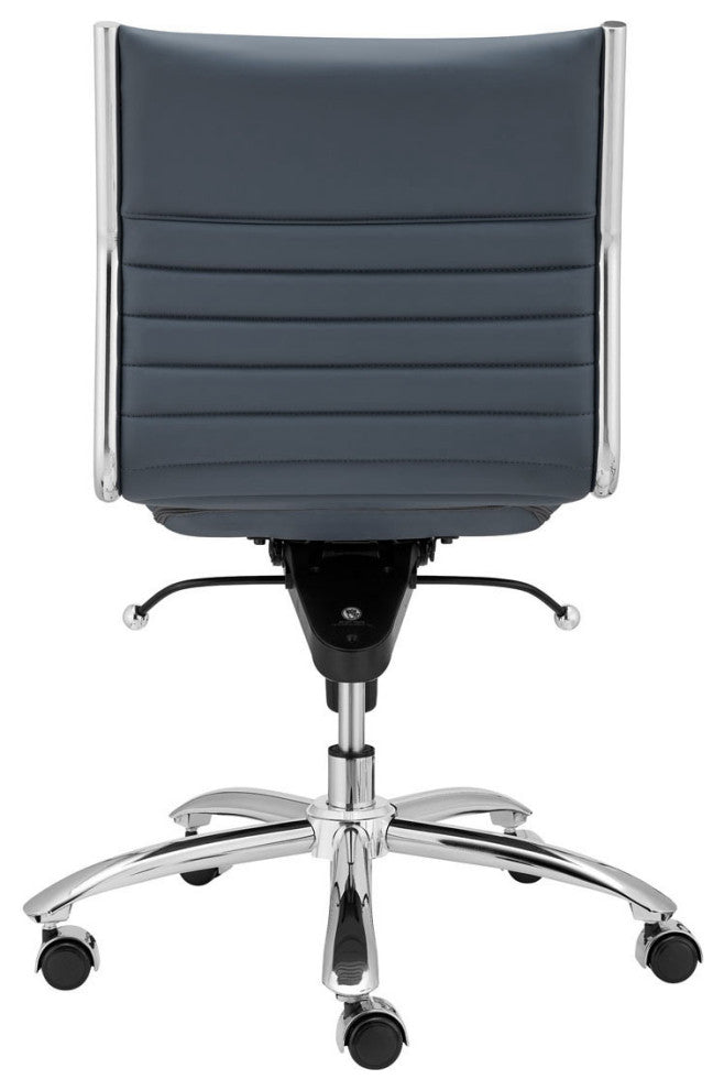 Dirk Low Back Office Chair Without Armrests, Blue With Chromed Steel Base