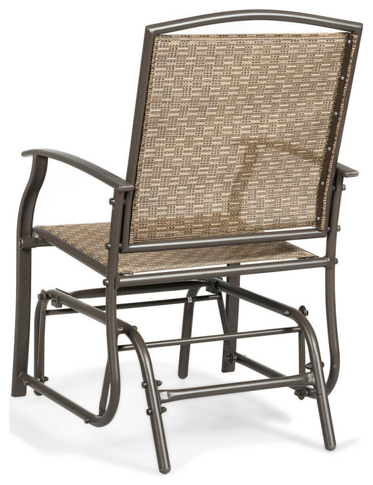 Costway 2PCS Patio Swing Single Glider Chair Rocking Seating Steel Frame Brown