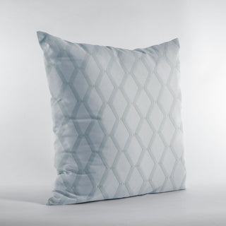 Silver Diamond Shiny Fabric With Embroidery Luxury Throw Pillow, 22"x22"