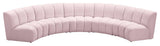 Infinity Channel Tufted Velvet Modular Chair, Pink, 5 Piece