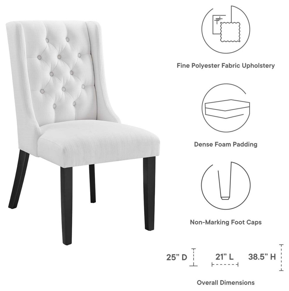 Baronet Button Tufted Fabric Dining Chair, White