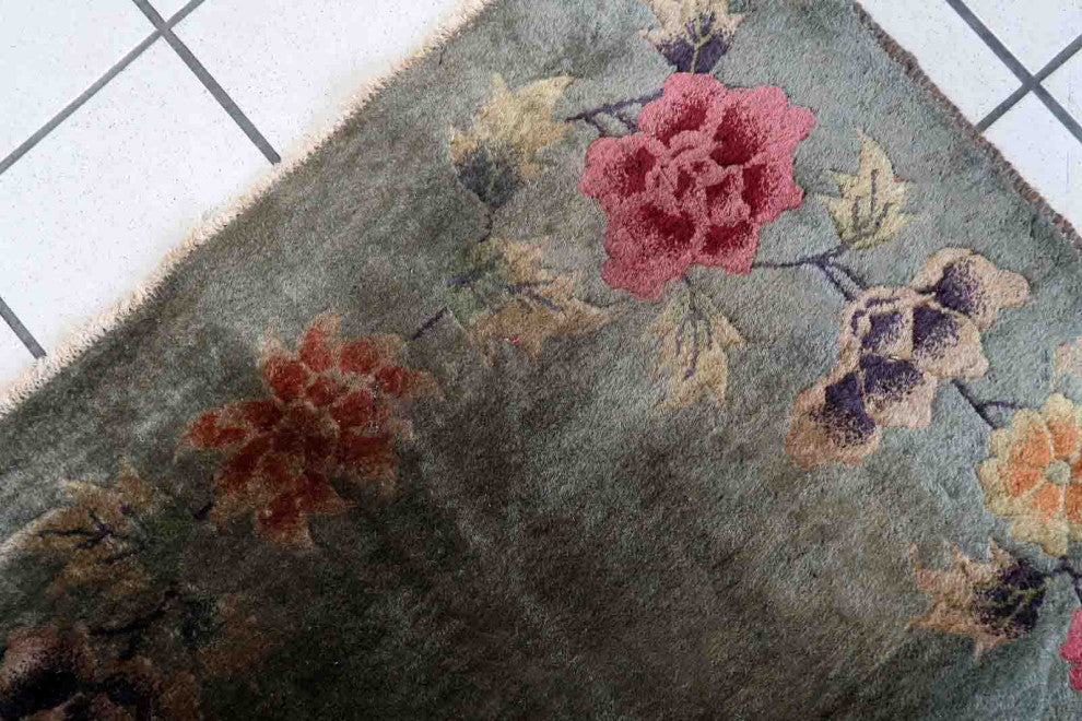 Handmade Antique Art Deco Chinese Rug 2.9'x4.7', 90cmx145cm, 1920s