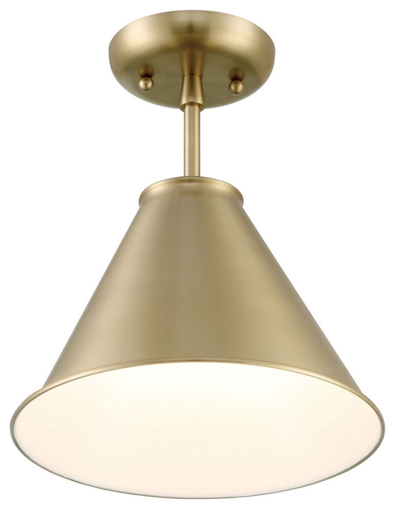 Lincoln Tapered Metal 11" Antique Brass Semi-Flush Mount Ceiling Light