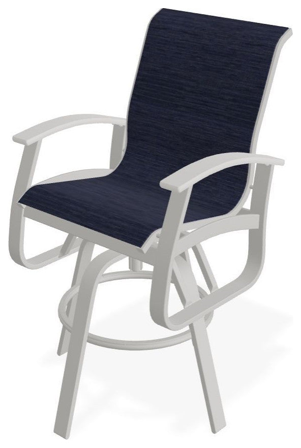 Belle Isle Sling Bar Height Outdoor Swivel Armchair, Collect Indigo/Snow