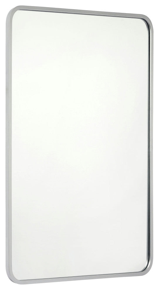Jada Decorative Wall Mirror with Rounded Corners, Matte Silver, 24" X 36"