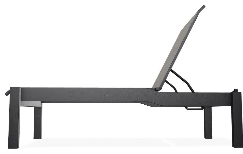 Leeward Sling Stackable Outdoor Chaise Lounge, Storm/Black