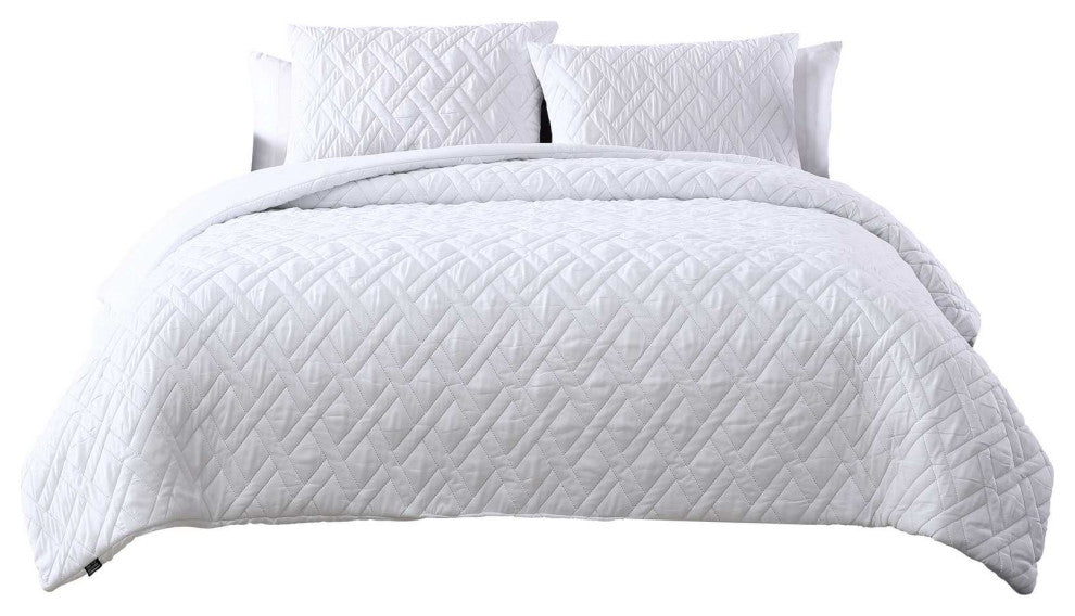 The Nesting Company Larch 3 Piece Comforter Set - King - White