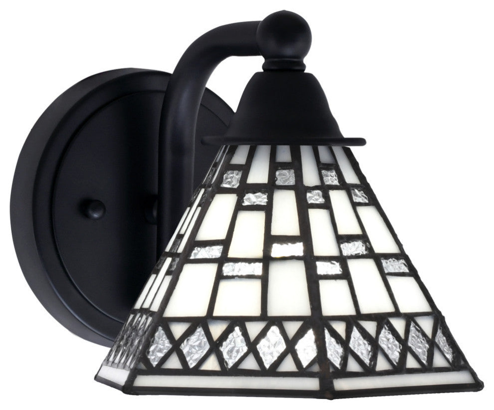 Paramount 1-Light Wall Sconce, Matte Black, 7" Pewter Art Glass