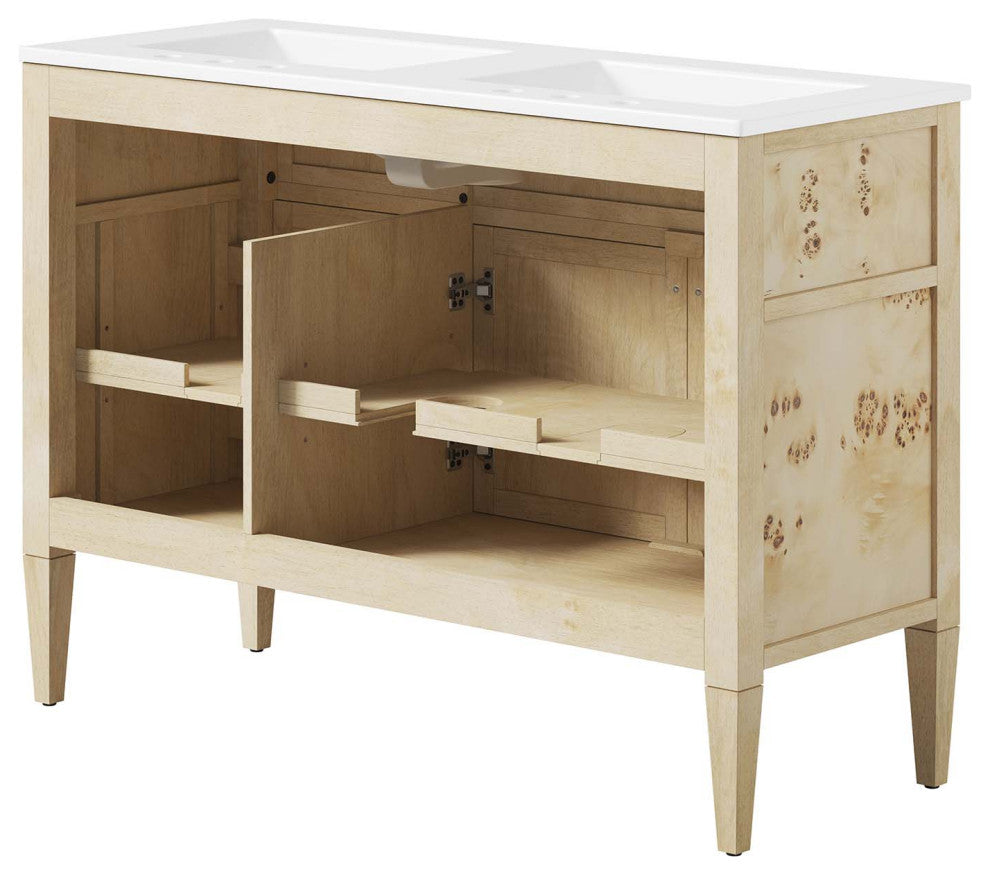 Elysian 48" Double Sink Bathroom Vanity - Burl