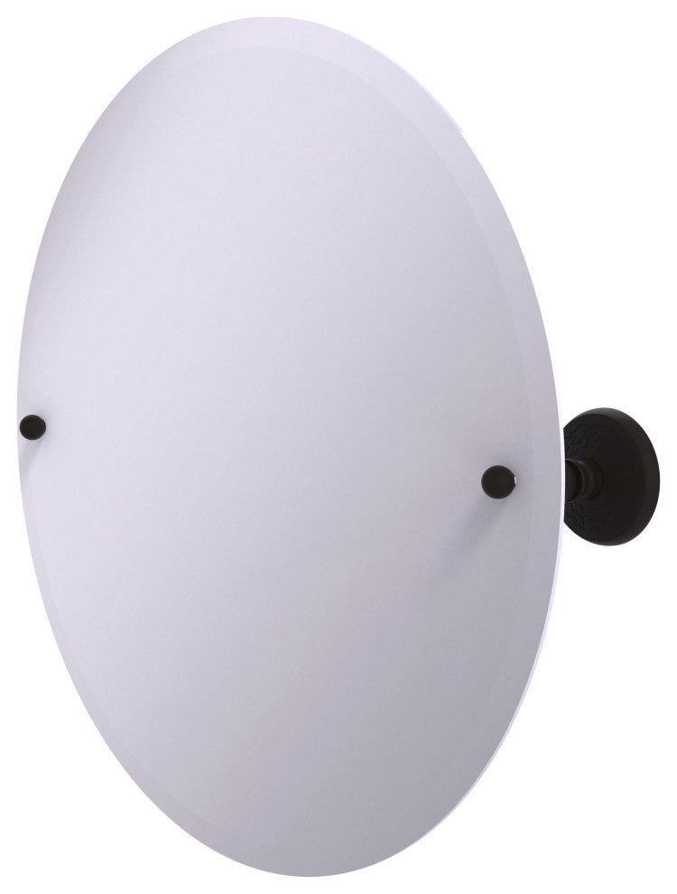 Frameless Round Beveled Edge Tilt Mirror, Oil Rubbed Bronze
