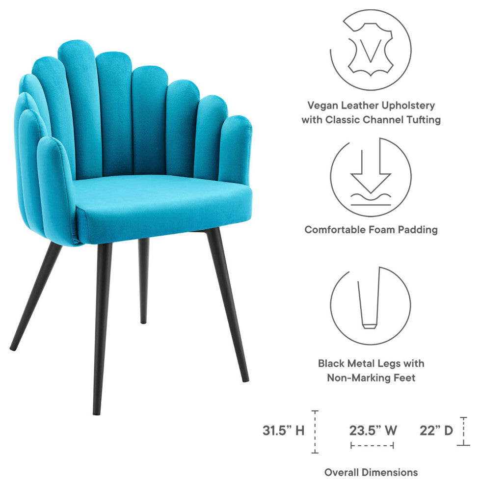 Vanguard Performance Velvet Dining Chair Set of 2, Black Blue
