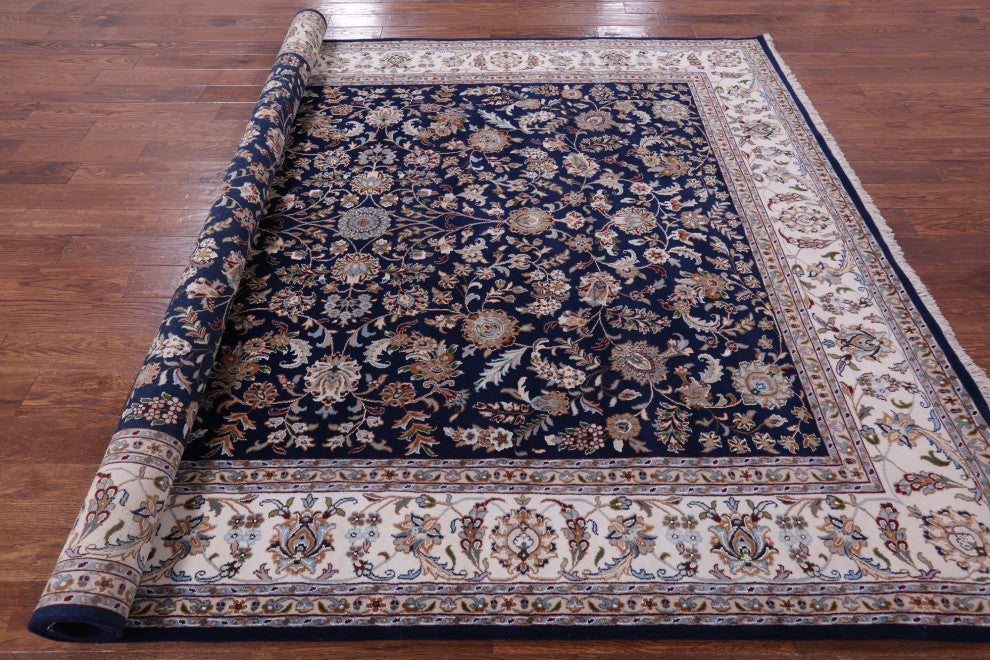 7' 10" X 10' 2" Persian Nain Wool and Silk Handmade Rug Q9315