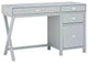 Contemporary Desk, X-Leg & 4 Spacious Drawers With Metal Pull Handles, Gray