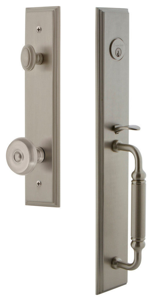 Carre' 1-Piece Dummy Handleset, C Grip and Bouton Knob, Satin Nickel, 848905