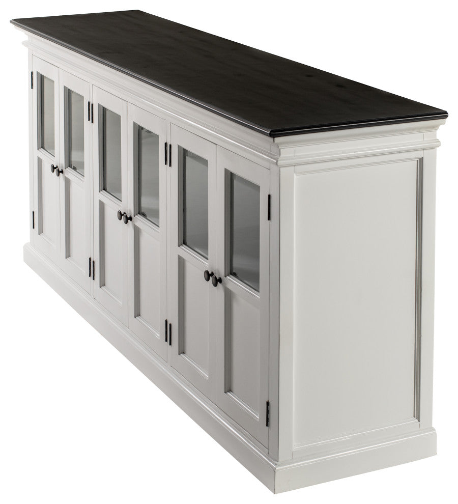Classic White and Black Halifax Contrast Buffet with 6 Glass Doors