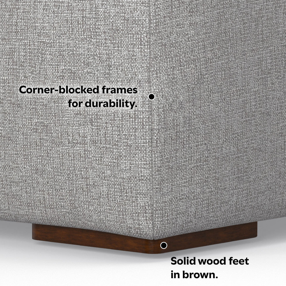 Rex Ottoman in Tightly Woven Performance Fabric, Fully Assembled