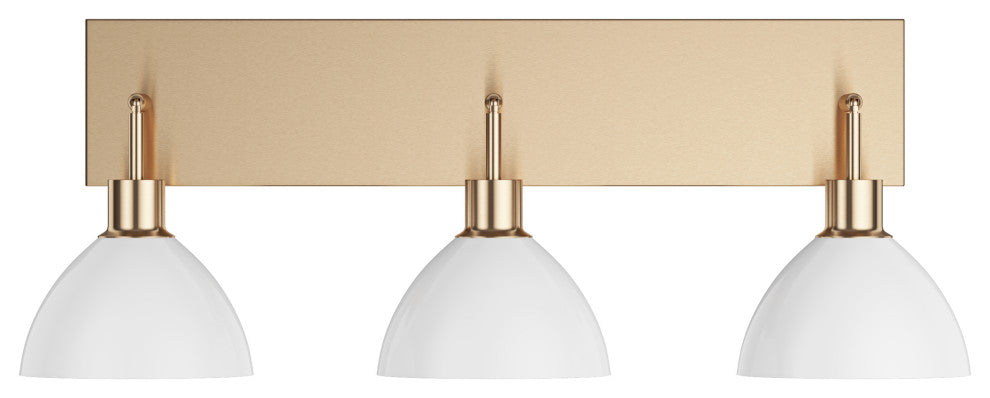 Modern 3-Light Bathroom Vanity Light Over Mirror with White Shades, Gold